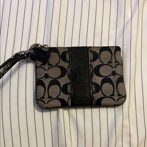 Coach Signature Black and Tan Pouch